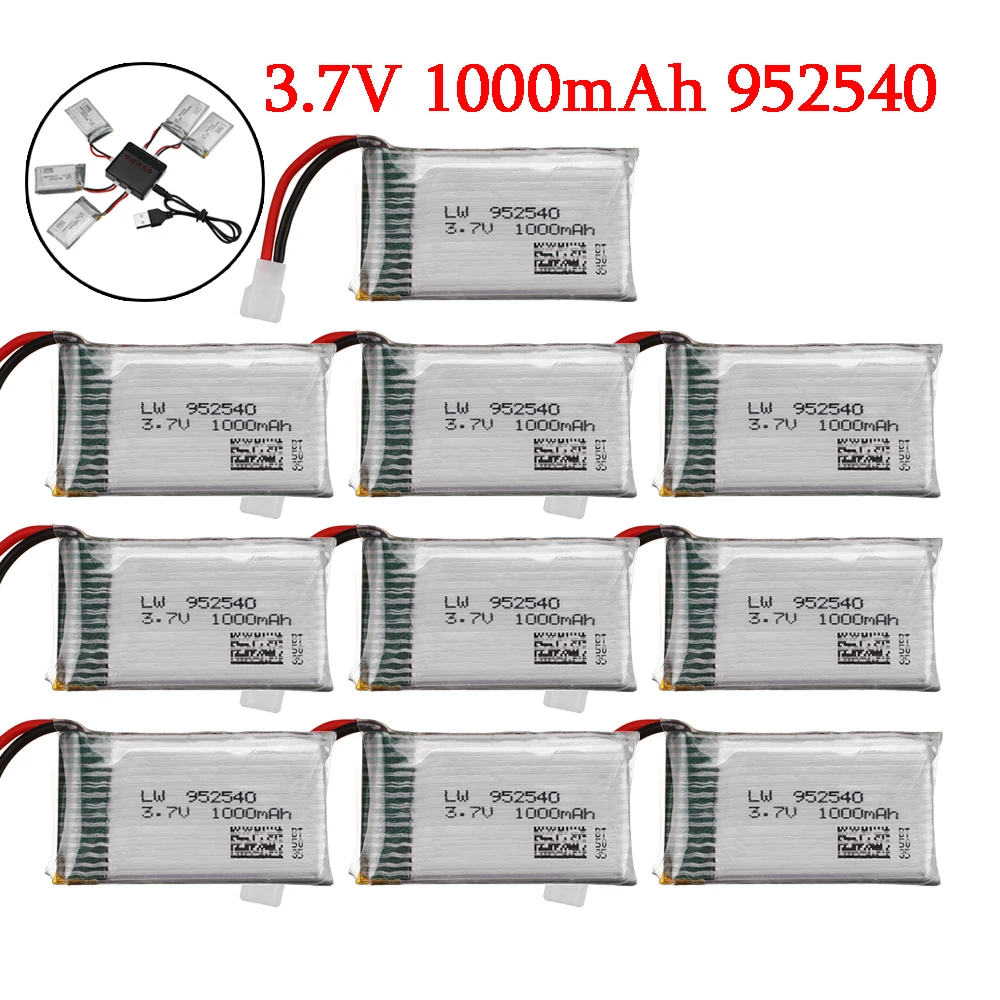 3.7V 1000mAh 25C Akumulator Lipo + Ładowarka do Syma X5 X5C X5SC X5SW TK M68 CX-30 K60 905 V931 RC Quadcopter Helicopter Części zamienne