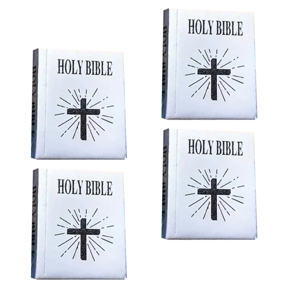 4 Pcs Mini Bible Miniature Books Decorate Adorn Paper Kids House Bibles Child Miniatures