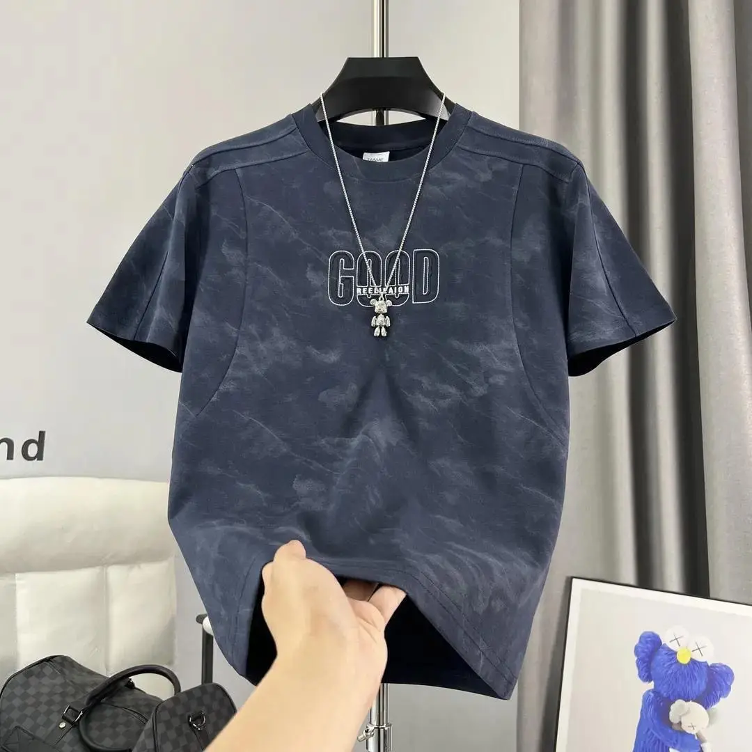 Good Tie Dye Print Round Neck Short Sleeve Casual T Shirt For Men Summer Daily Wear Breathable