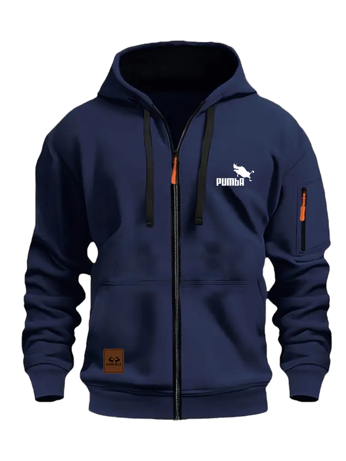 

2024 Cross-border autumn/Winter fashion men's sporty casual hoodie, hooded pullover, zipper, multi-pocket for daily wear