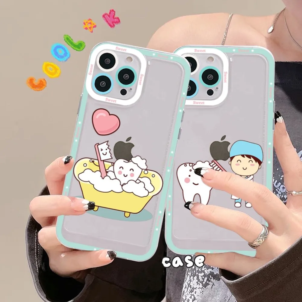 Teeth cute cartoon Phone Case For Samsung S 20 21 22 23 lite plus ultra Clear Mobile Cover Funda