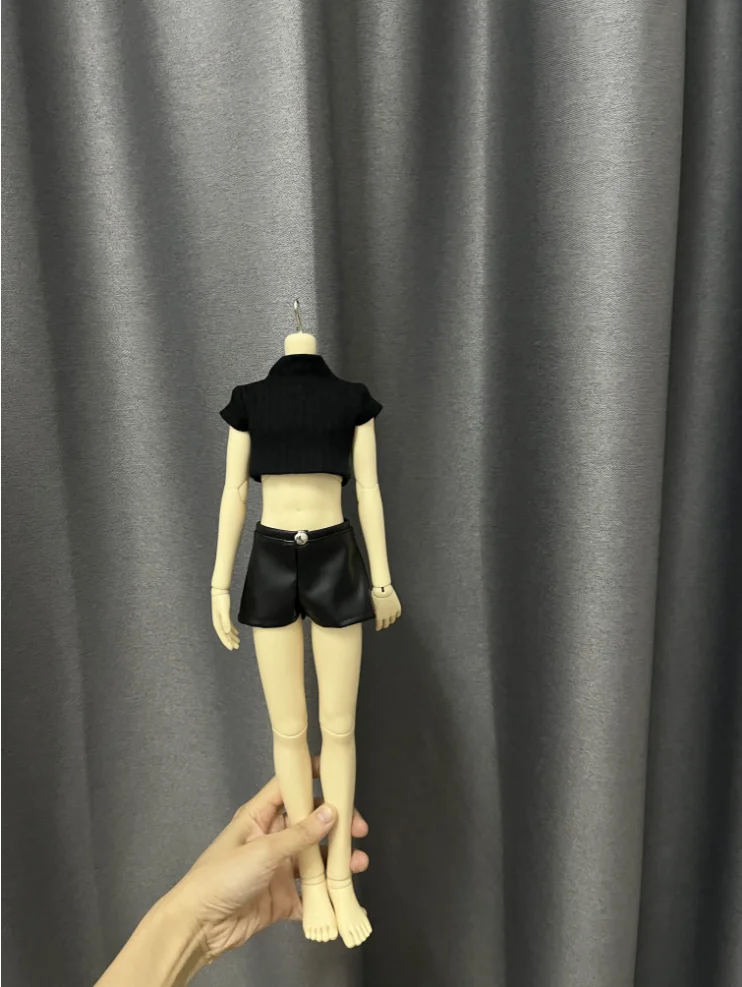 D09-P770 crianças brinquedo artesanal 1/3 SD10 1/4 MSD MDD CD2 BJD/SD roupas de boneca de malha mangas curtas calças de couro 1 peça