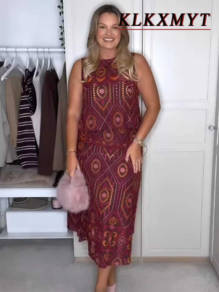 Woman Sexy Fashion Printed Embroidery Hollow Out Sleeveless Short Tops+Long Skirt Women Casual Spring Summer 2 Piece Set view 6
