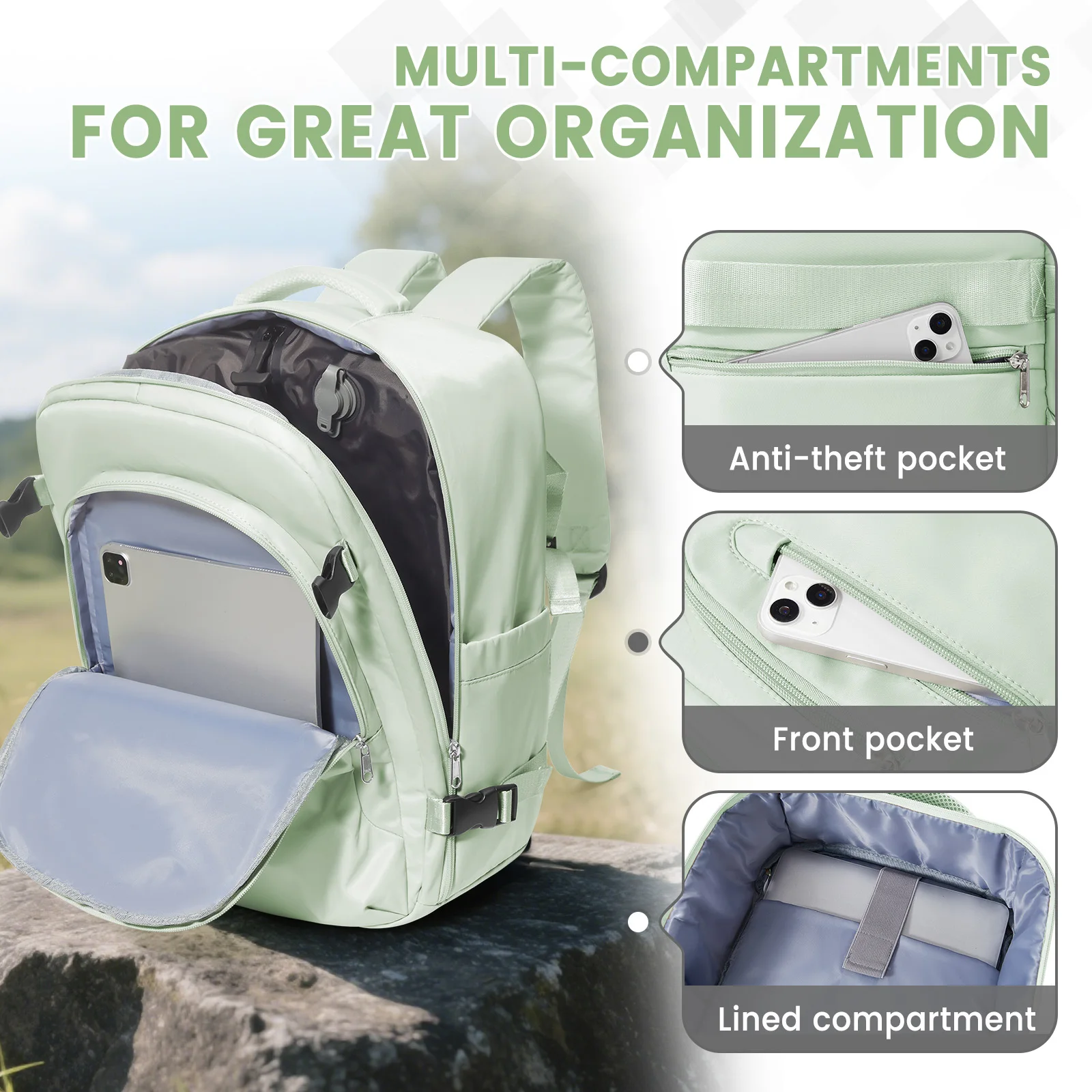 Ryanair 40x20x25 Air Vacuum Compressed Travel Backpack, Business Leisure Laptop Bakpack Travel Bag Vacuum Storage For Clothes