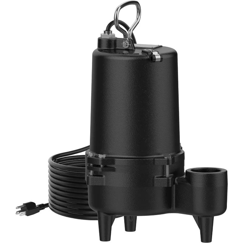 

1/2 HP Sewage/Effluent Grinder Pump, 6900 GPH Submersible Basement Sewer Pump, Cast Iron Sump Ejector Pump