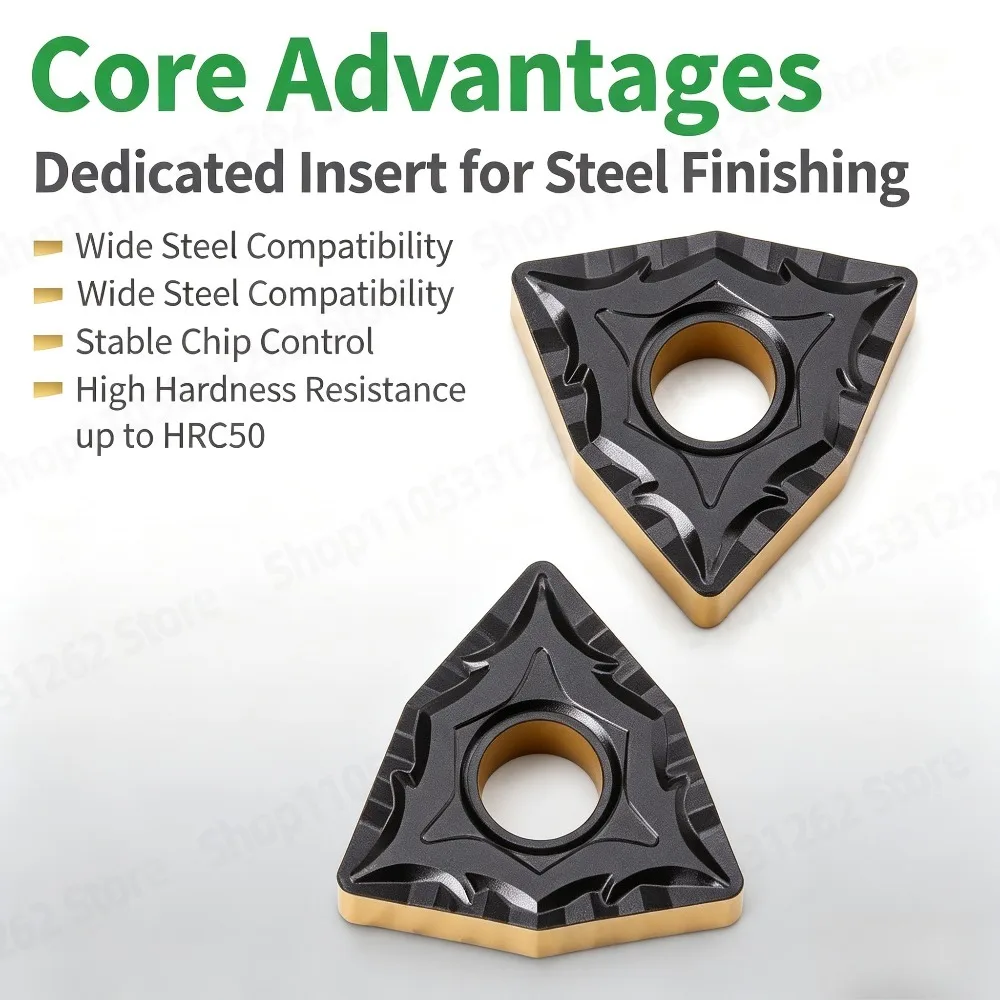 Carbide Turning Insert WNMG080404-CQ BP8018, General Steel Tool for 45#/Q235/40CrMo, Trigon CNC Cutter, 10pcs