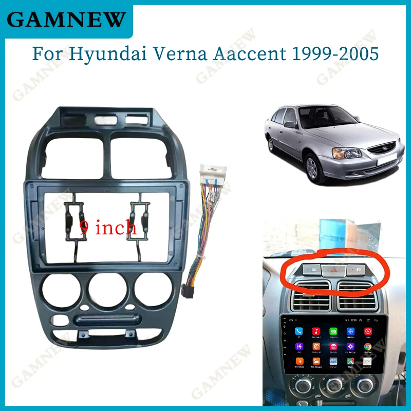 

9-дюймовая Автомобильная рамка, адаптер для Hyundai Accent Verna 1999-2005, Android, стандартная панель, комплект