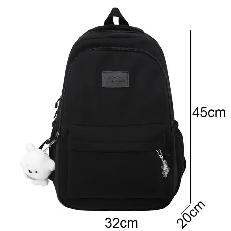 Wasserdichte Teenager-Bücher tasche Nylon Rucksack Mode Mädchen Rucksack Frauen Umhängetasche High School Schult asche schwarz