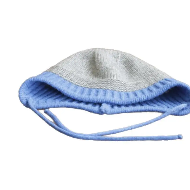 2026 Neue Y2K Herbst-Winter Warme Wollmütze für Damen, Modische Vintage Farbblock-Strickmütze mit Ohrenschutz, Vielseitige Faltbare Kappe – Detail 6