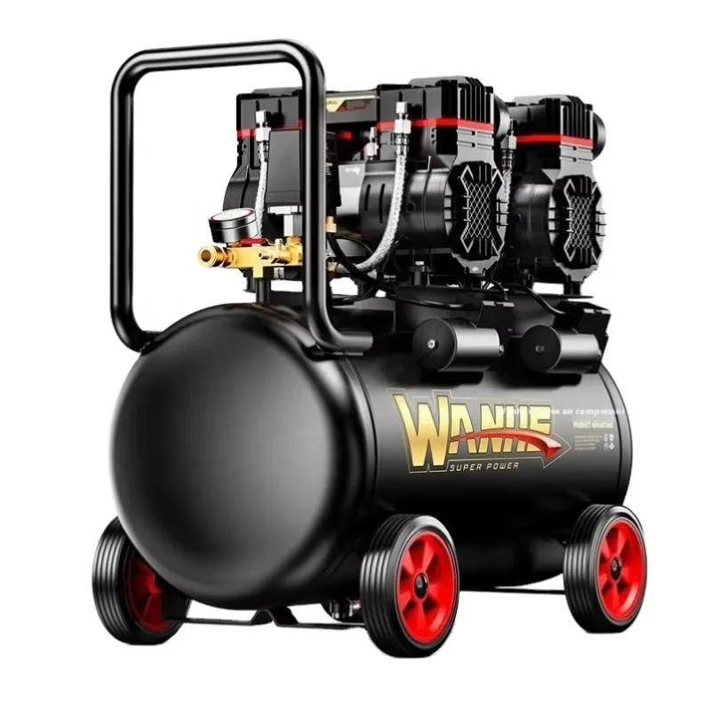 Industrial Grade 220V Small Piston Air Compressor Oil-Free Mute Portable High-Pressure Woodworking Air Pump Air Cooling Method