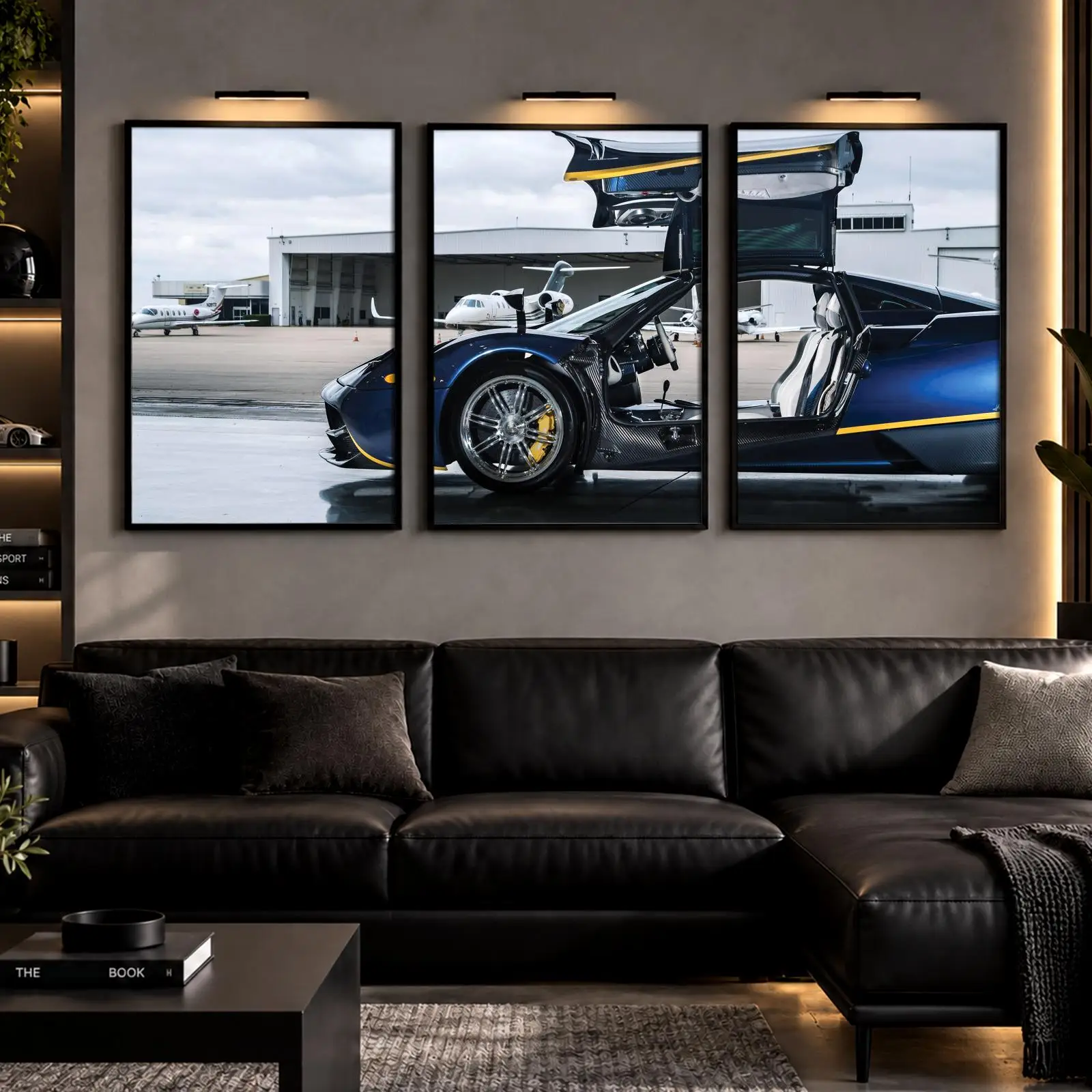 3pc Hangar Hypercar Painting Calligraphy Canvas Poster Set Wall Art Prints for Bedroom Living Room Home Decor Gift