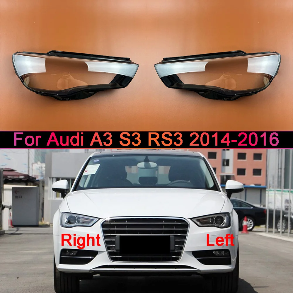 Für Audi A3 S3 RS3 2014-2016 Frontscheinwerfergehäuse Transparente Scheinwerferabdeckung Lampenschirm Plexiglas Ersatz für Original-Lampenschirm