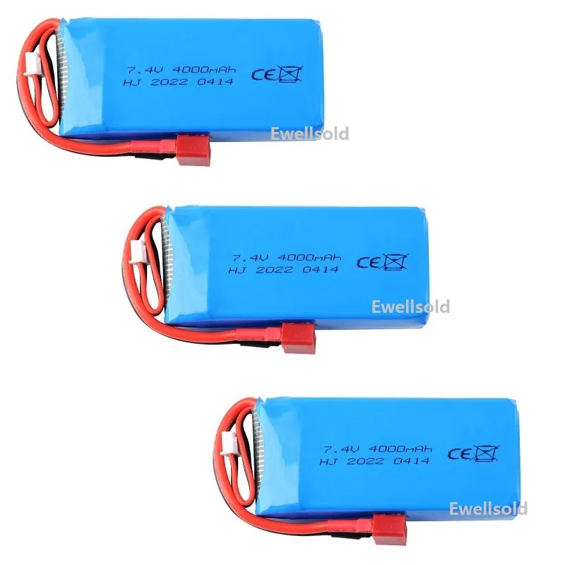 2S 7.4V 4000mAh LiPo Battery/USB charger for Wltoys 144001/144002/144010/104009/124019 1/14 1/12 RC Car Battery Upgrades Parts