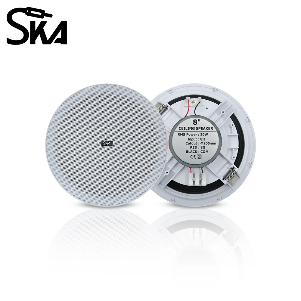 8inch 20W Audience PA System Passive Ceiling Speaker Frameless Full Range Home Audio Sound System for Terrace Kitchen Residentia