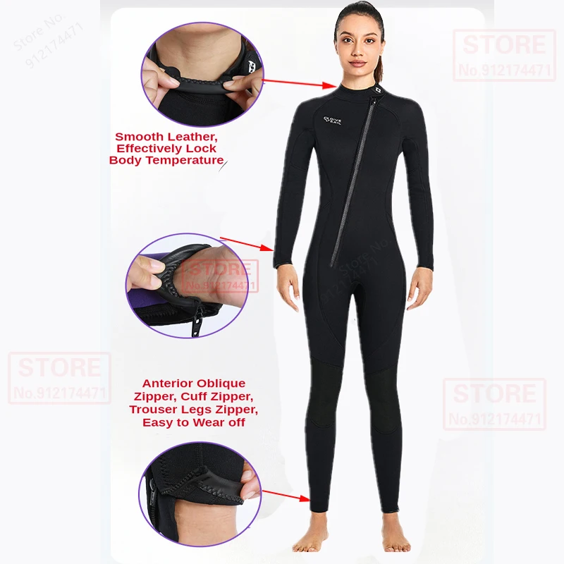 Premium 3MM Neoprene Wetsuit Men One-Piece Suits Keep Warm Surf Scuba Diving Suit Fishing Spearfishing Kitesurf Women WetSuit