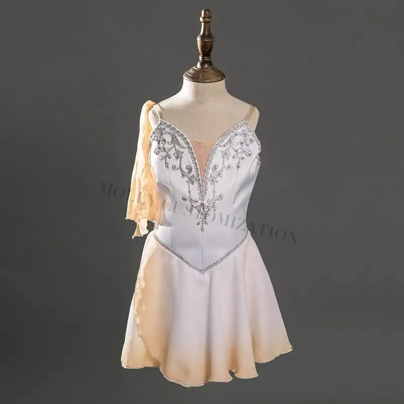 2025 tailor-made white gradient magic charm Cupid Tchaikovsky variation ballet competition performance skirt adult children