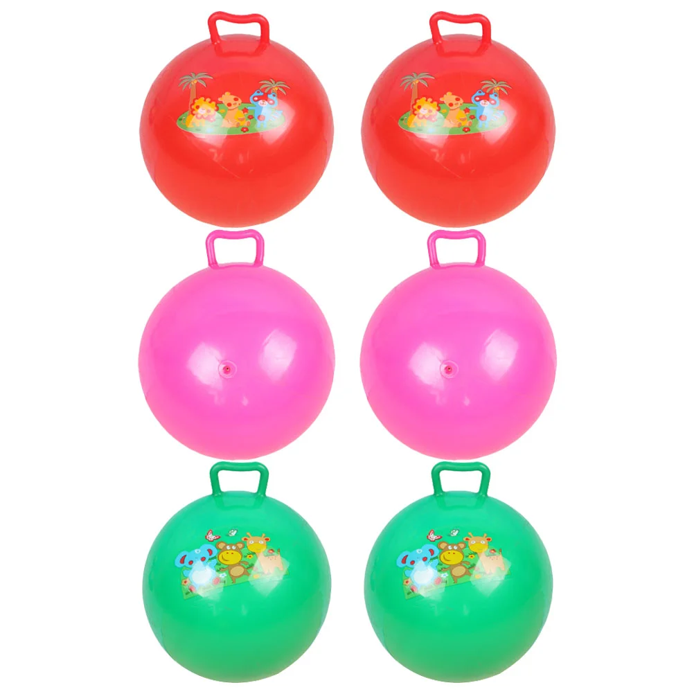 

6 Pcs Inflatable Ball Chair Pat The Toy Handle Cartoon Pattern Hopping Child Jumping Balls for Kids Children’s Toys