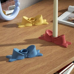 Boowan Nicole Sweet Bowtie Taper Candle Holder Silicone Mold for Gypsum Handmade Cement Mould Jesmonite Craft Tools