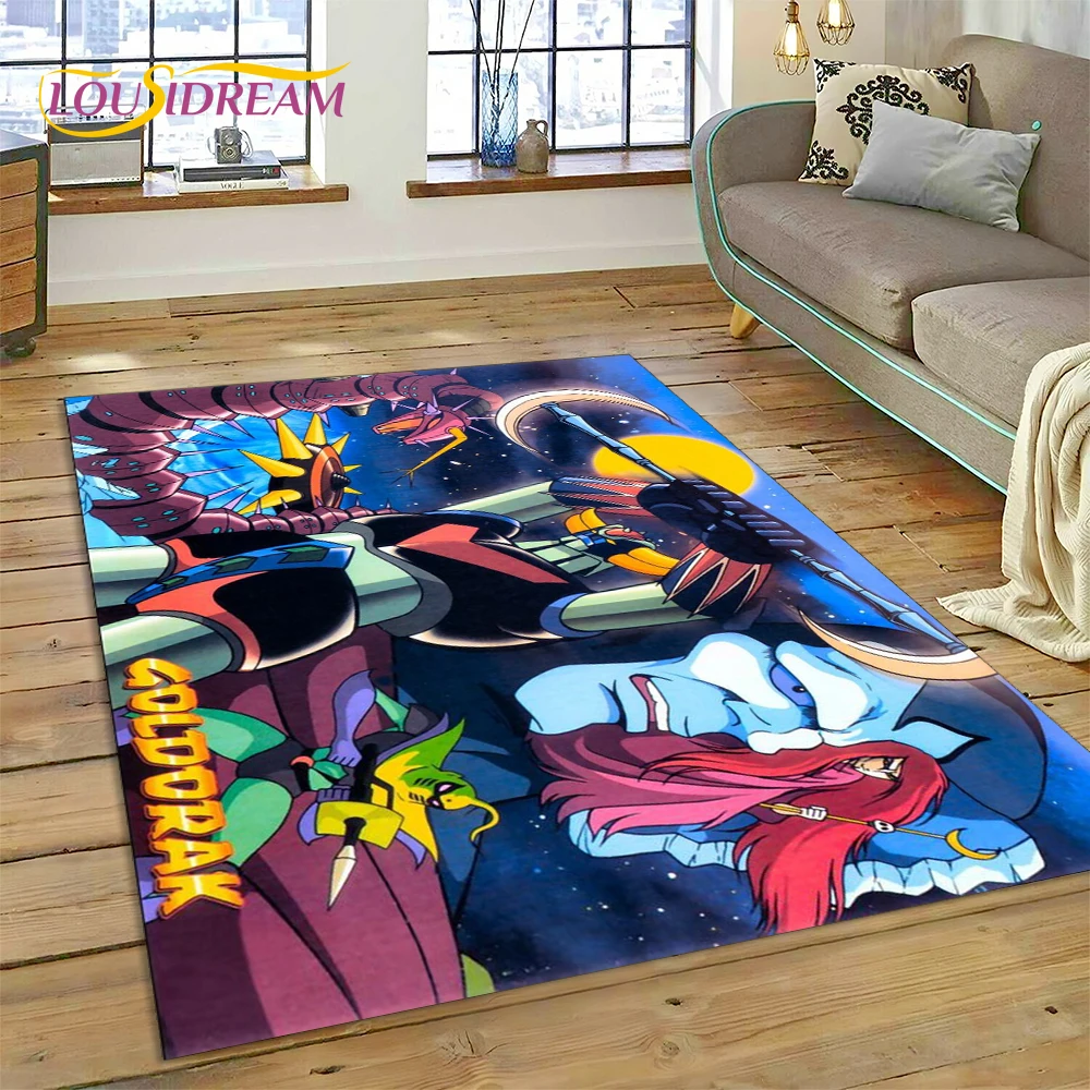 3D Cartoon UFO Robot Grendizer Anime Carpet Rug for Bedroom Living Room Home Sofa Decoration,Children Game Large Decor Floor Mat