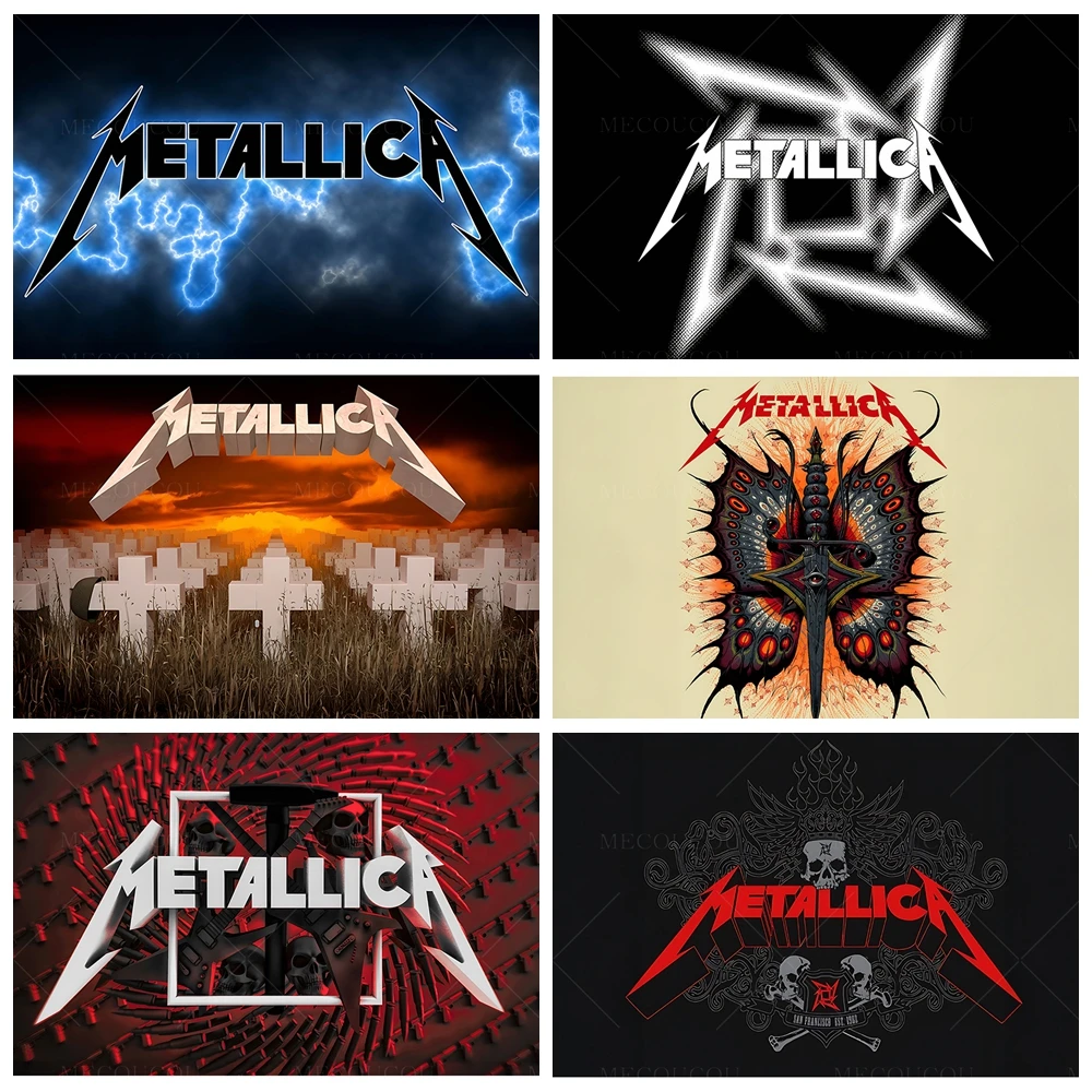 Metallica Theme Backdrop Lightning Cross Cemetery Scene Skull Dark Style Rock Fans Music Party Decoration Photography Background