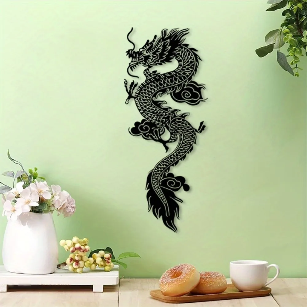 Metall-Wandkunst Orientalischer Drache, 3D Fantasy-Skulptur Wohnzimmer-Dekoration für Innen und Außen Geschenk