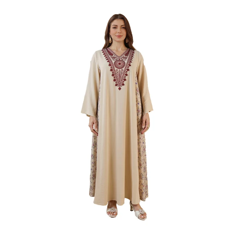 Muslim Party Dresses Women Abaya Dubai Long Robe Embroidery Print Eid Ramadan Morocco Jalabiya Kaftan Islam Arab Abayas Vestidos