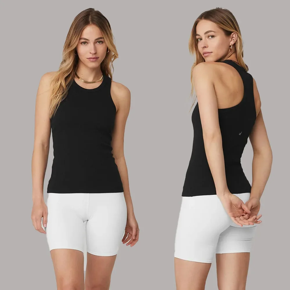 

AL Beautiful Sports Yoga Top Ribbed Aspire Full Length Tank Women's Vest Long High Neck Slim Fit Anti Glare Yoga Fitness Vest