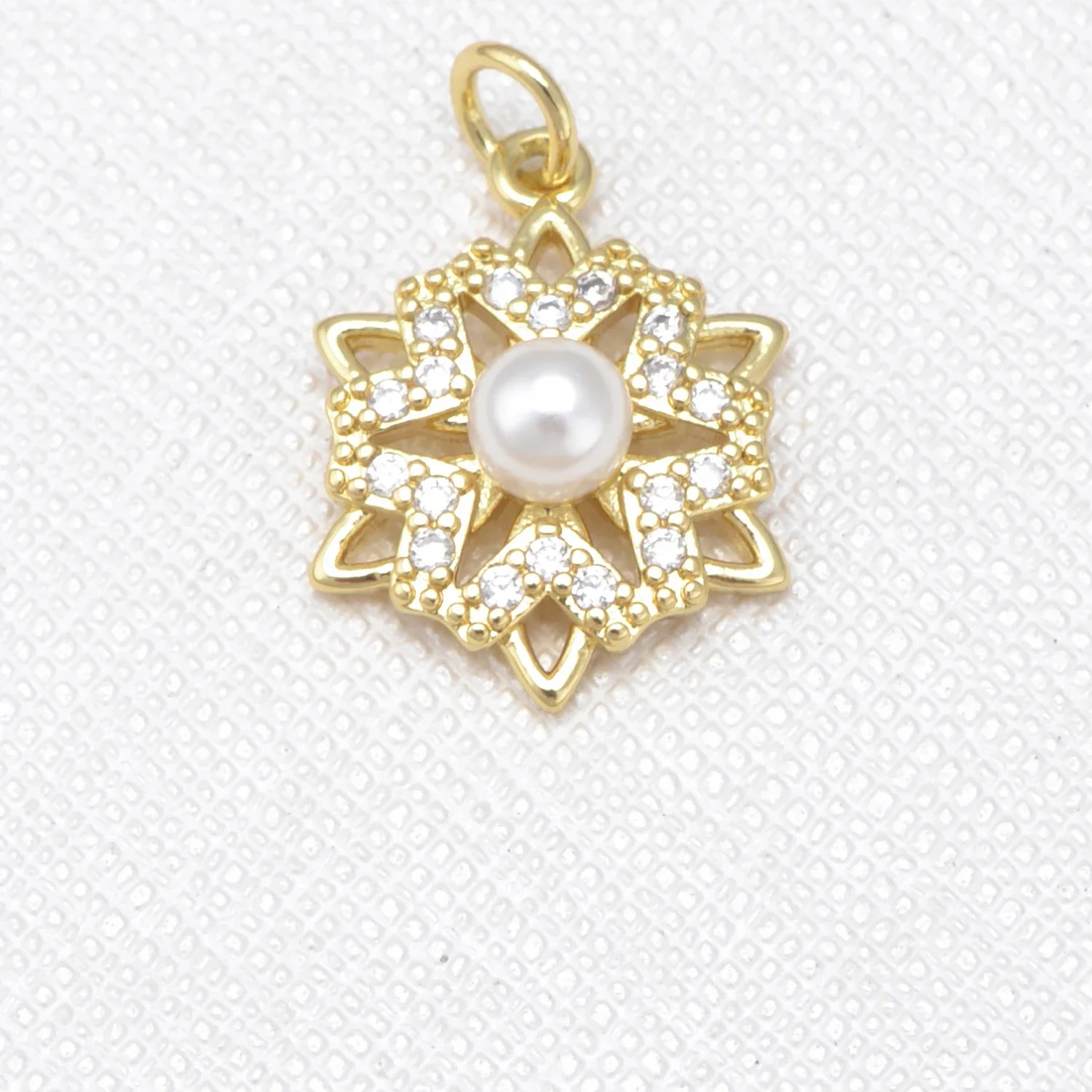 13Pcs Inlay Zircon Imitation Pearl Pendant Diy Jewelry Necklace Making Eyes Pineapple Flowers Virgin Windmill Hollow Accessories