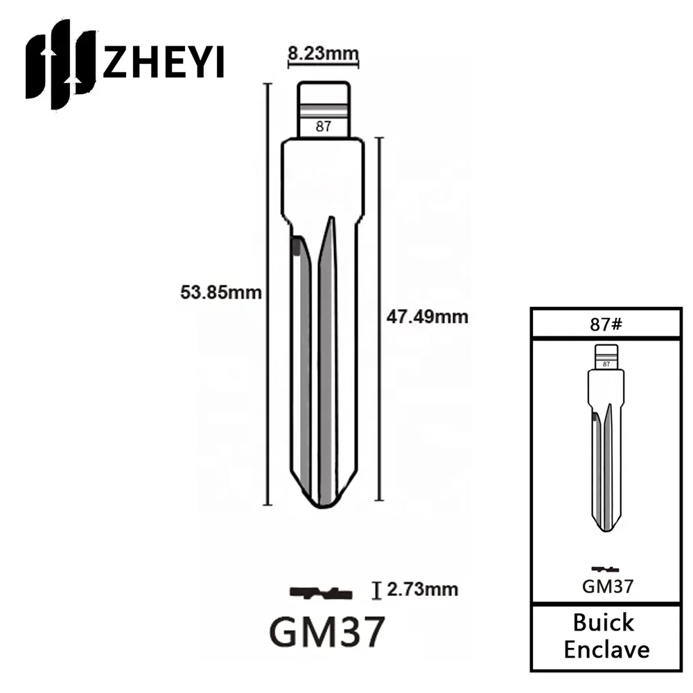 Hoja de llave abatible Universal sin cortar para Buick Excelle GM37 87 #, hoja de llave en blanco sin cortar para llave de control remoto de coche