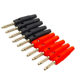 5Pair/10Pcs Red and Black 4mm Solderless Side Stackable Banana Plug Connector Copper