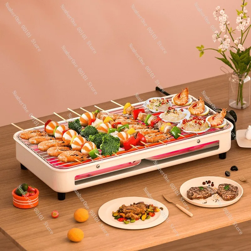 Electric Barbecue Grill Multi-Function BBQ Machine Indoor Outdoor Portable Electric Grill Plate Smokeless Fast Heating Nonstick