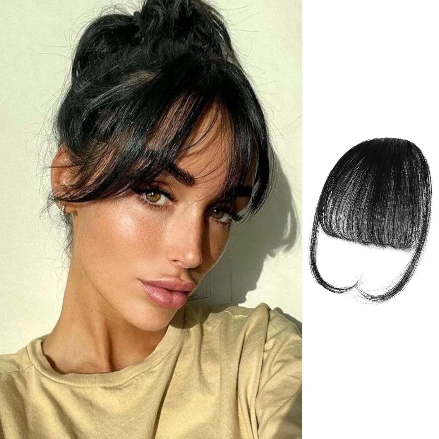 Clip in Bangs,Wispy Bangs Clip in Hair Extensions for Women Girls,Synthetic Fake Bangs Hair Clip on Bangs for Daily Wear