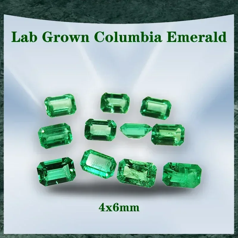 

Top Lab Grown Columbia Emerald Cut Small Size 4x6mm VVS1 for Charms Jewelry Making DIY Ring Necklace Earrings Main Materials