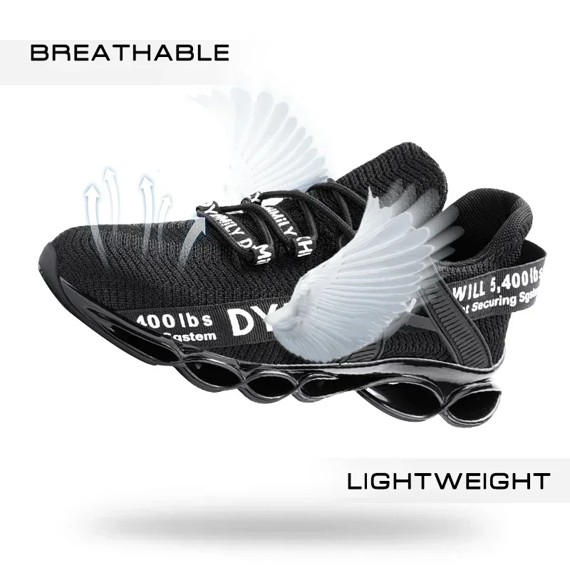 Steel Toe Safety Shoes Men Non-Slip Work Boots Lightweight Breathable Work Sneakers Shoes