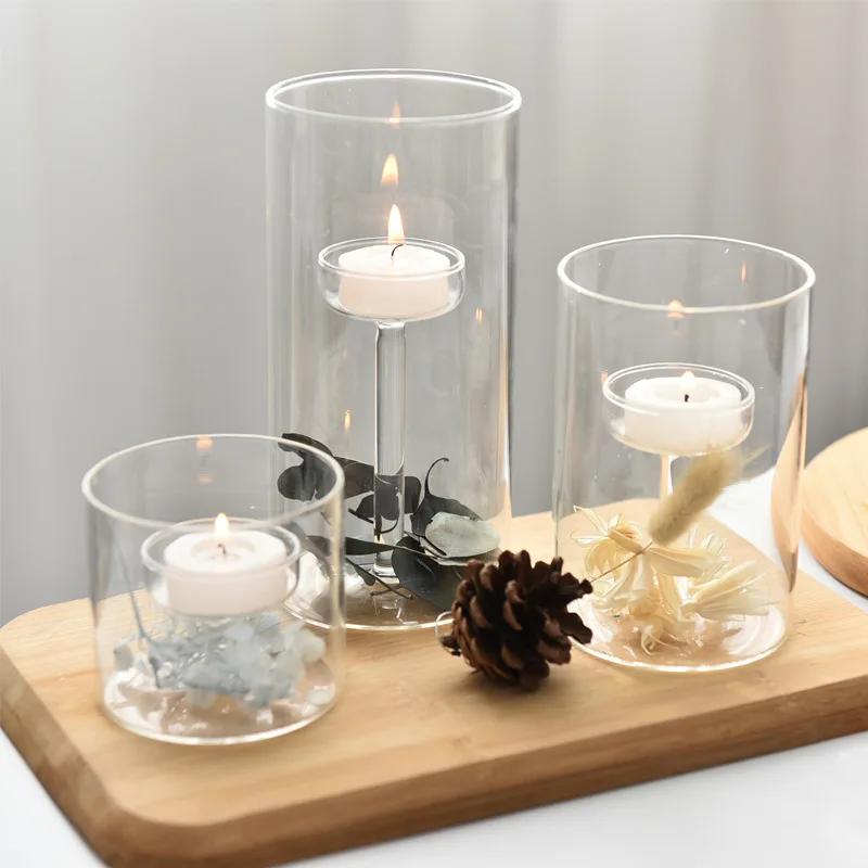 3pcs/set European-styleins glass candle holder oil lamp windproof candle holder retro household glass candle holder