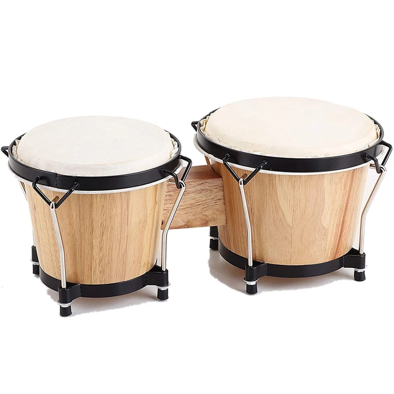 Bongo Drums, 6 Inch And 7 Inch Drum Set, Tunable Percussion Instruments Poplar Frame Construction Bongo Drum