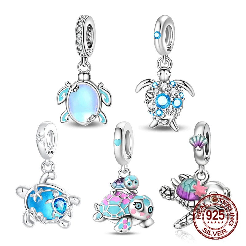 

925 Sterling Silver Eternal Love Ocean Sea Turtles Pendant Charm Fit Original Charm Bracelets Women DIY Jewelry Gift