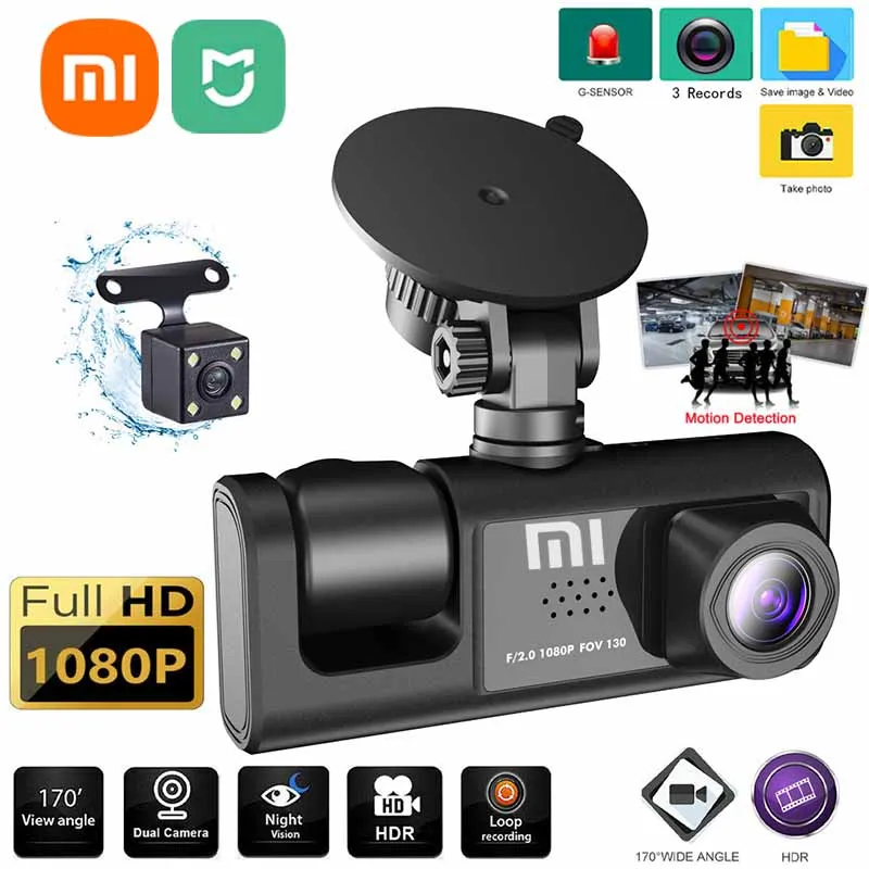 XIAOMI MIJIA Car DVR 3 Channel HD 1080P Inside Vehicle Dash Cam 3Way Camera DVR Recorder Video Registrator Dashcam Camcorder