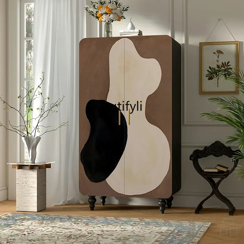 

Modern simple solid wood wardrobe Nordic bedroom home wardrobe storage locker living room entrance decorative cabinet