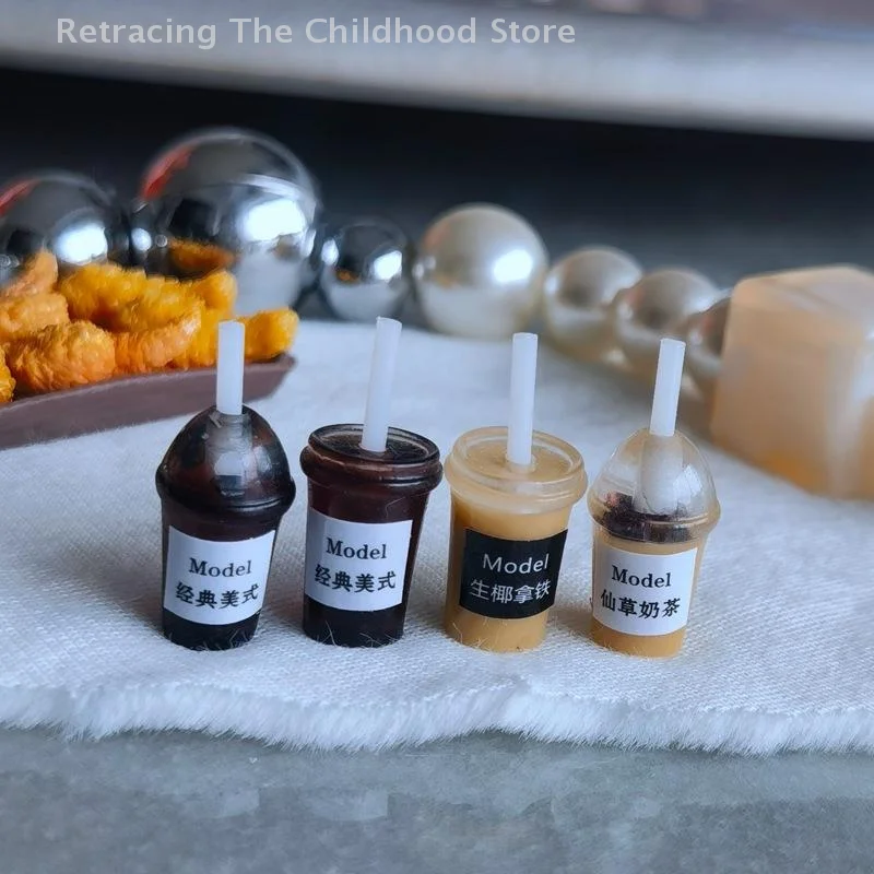 1 ชิ้น 1/12 ตุ๊กตาจําลองกาแฟ Latte เครื่องดื่มเครื่องประดับของเล่น Dollhouse Miniature Kitchen อาหารอุปกรณ์ตกแต่งของเล่น