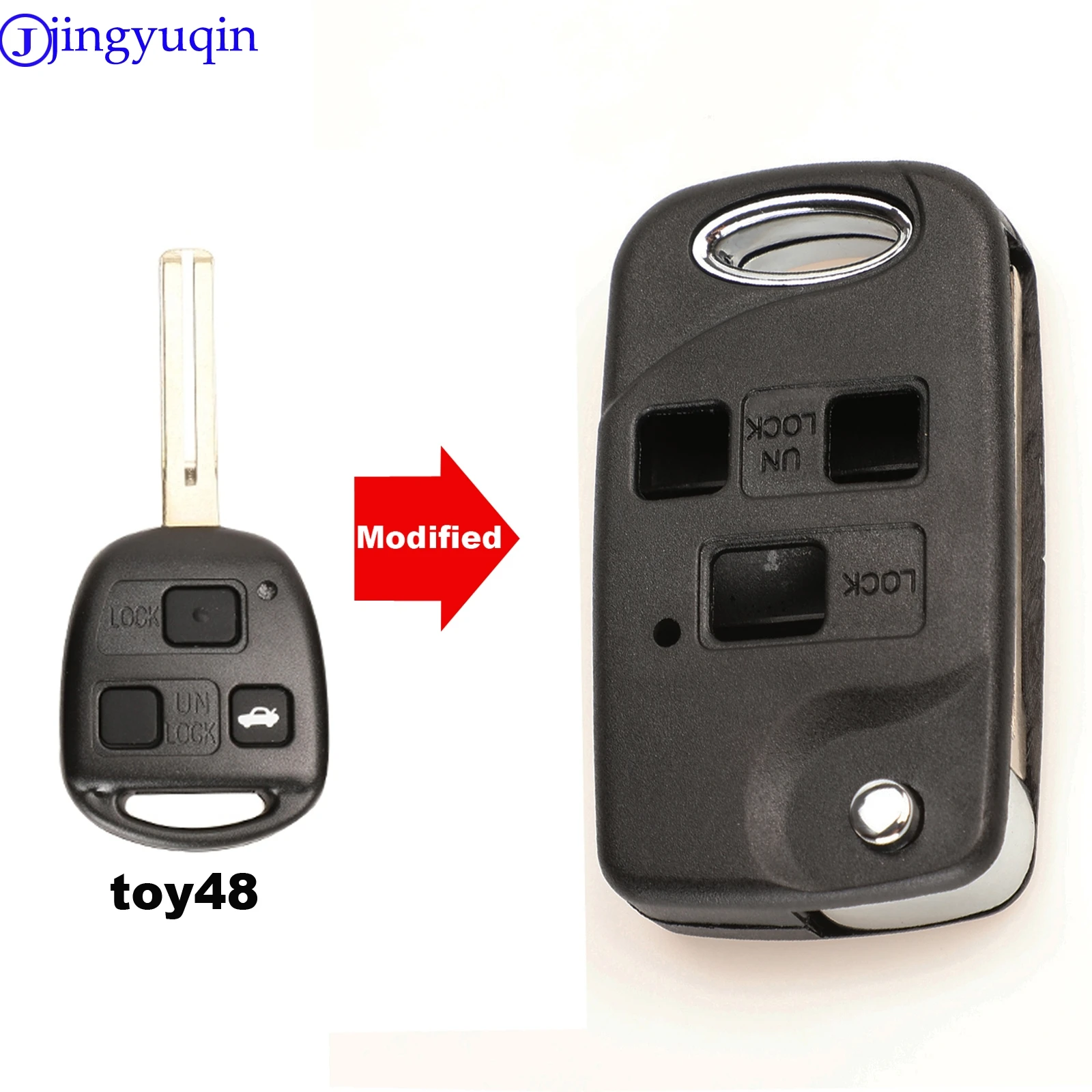 Jingyuqin Modifiye Uzaktan Katlanır Çevirme Araba Anahtarı Kabuk Durumda Toyota Yaris Carina Corolla Avensis Kapak Toy43 Toy48 Bıçak Fob