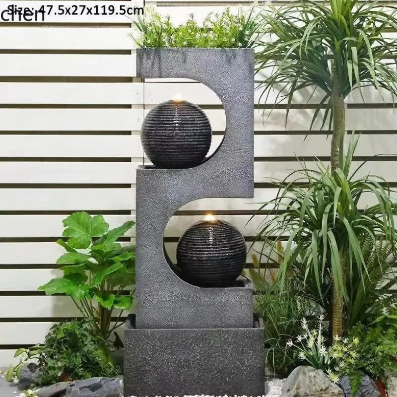 HT  Flowing Water Modern Living Room Circulating Water Feature Decoration Entrance Wealth-Attracting Floor Humidifier Ornament