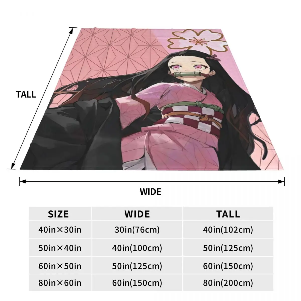 Kawaii Kamado Nezuko Blanket Demon Slayer Comic Cartoon Decorative Flannel Throw Blanket For Home Decor Soft Warm Bedspread Gift