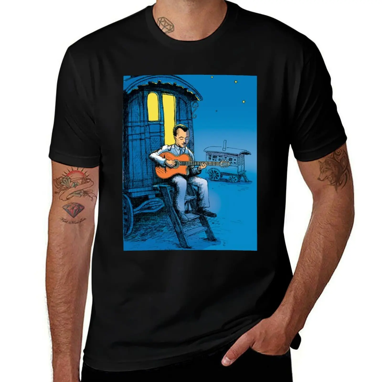 Django Reinhardt T-Shirt Urban Style Casual Short Sleeve Top T-Shirt
