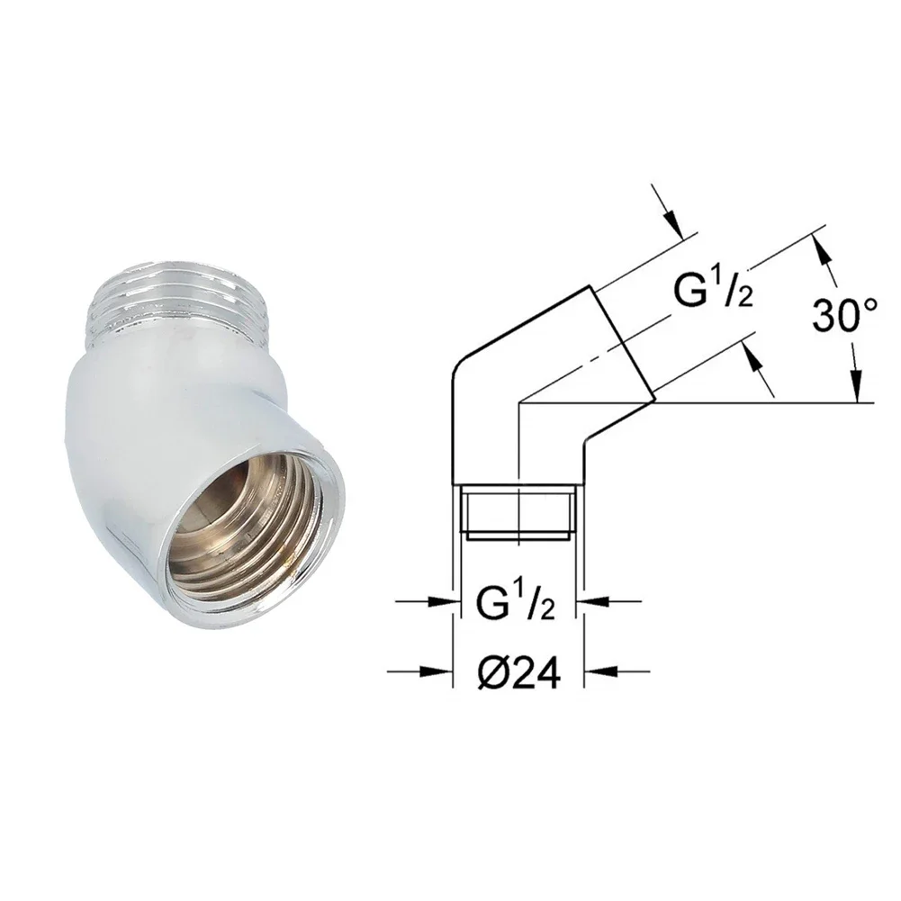 G1/2 Shower Elbow Adapter Hand Shower Top Spray Elbow Brass Chrome Shower Head 145° Conversion Connector Bathroom Accessories
