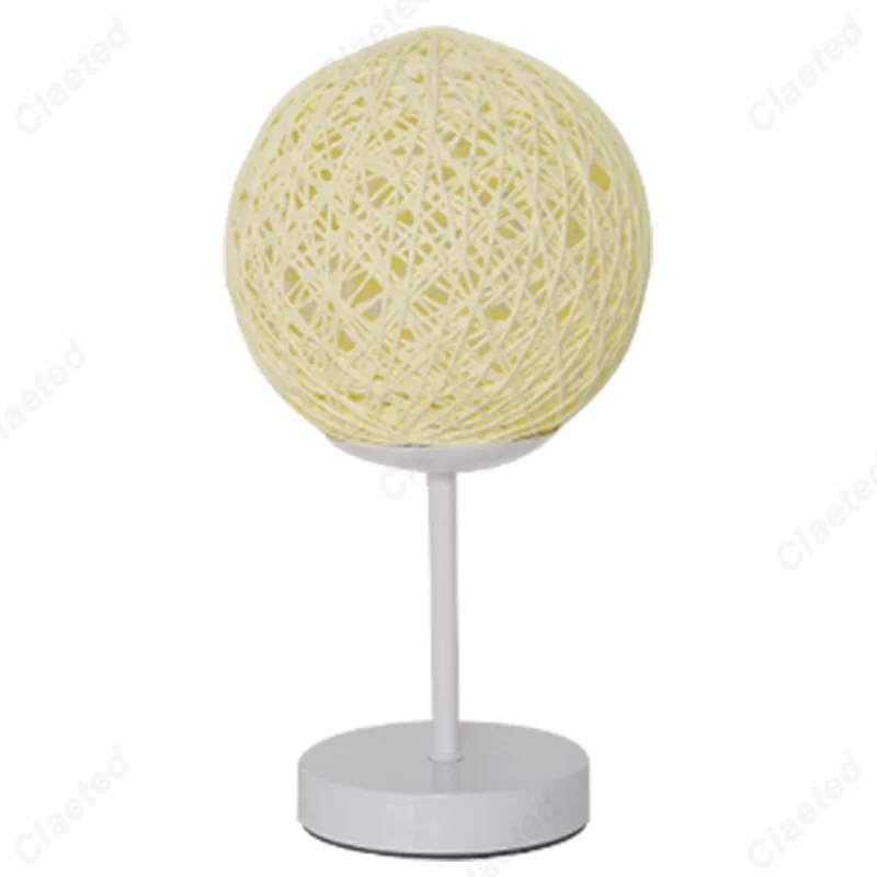 Lampu Malam Bola Anyaman LED Kreatif dan Minimalis untuk Dekorasi Suasana Samping Tempat Tidur Kamar Tidur Belajar Lampu Meja Kecil Dapat Diredupkan