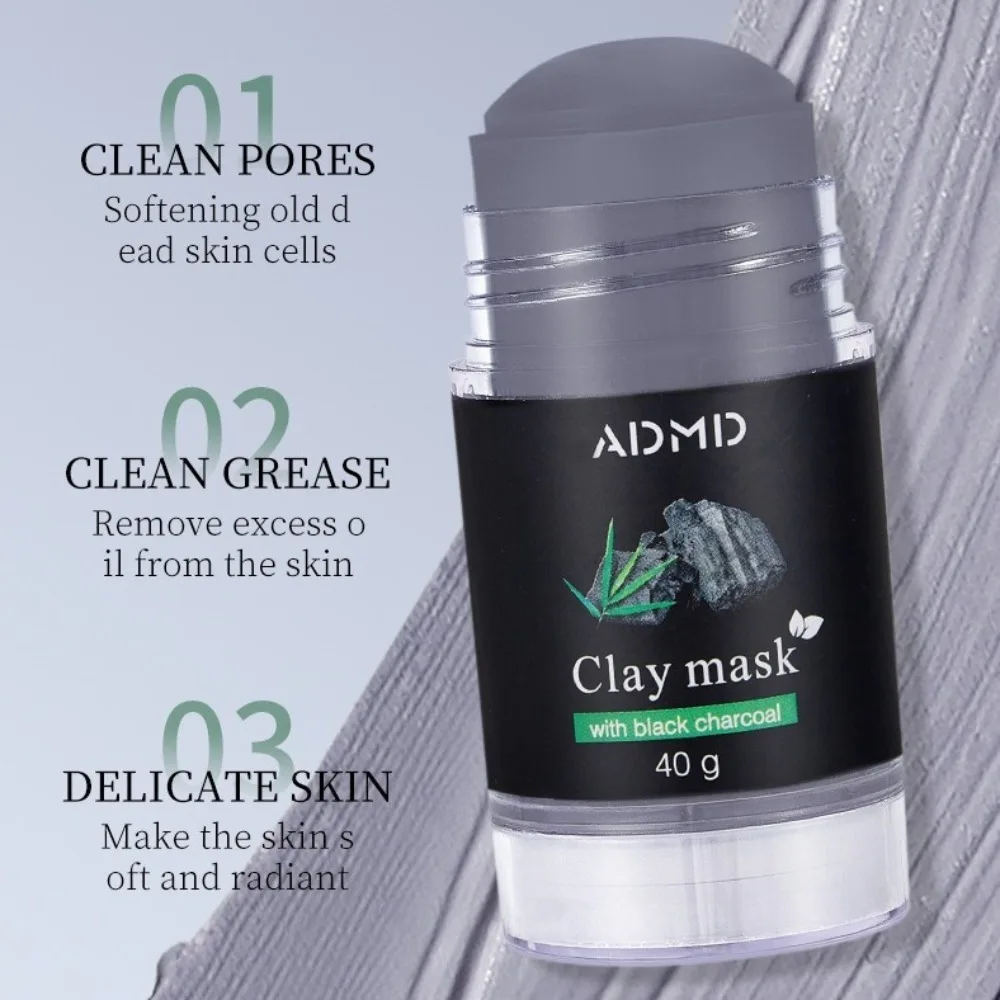 2pcs Deep Adsorption Bamboo Charcoal Mud Mask Stick Oil Absorbing Blackhead Removal Oil Control Mask Stick Pore Refining