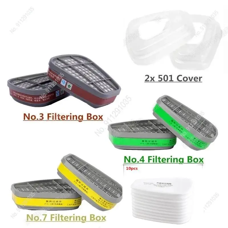 6001/6002/6004 Cartridge Box 5N11 Cotton Filters Set For 6200/7502/6800 Dust Gas Masks Chemical Painting Spraying Respirator