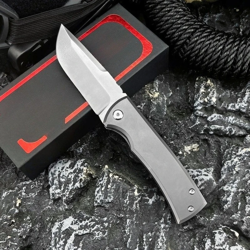 

D2 Advanced Folding Knife TC4 Titanium Anti-rust Handle Practical Cutting Knife for Outdoor Camping Adventure and Hunting