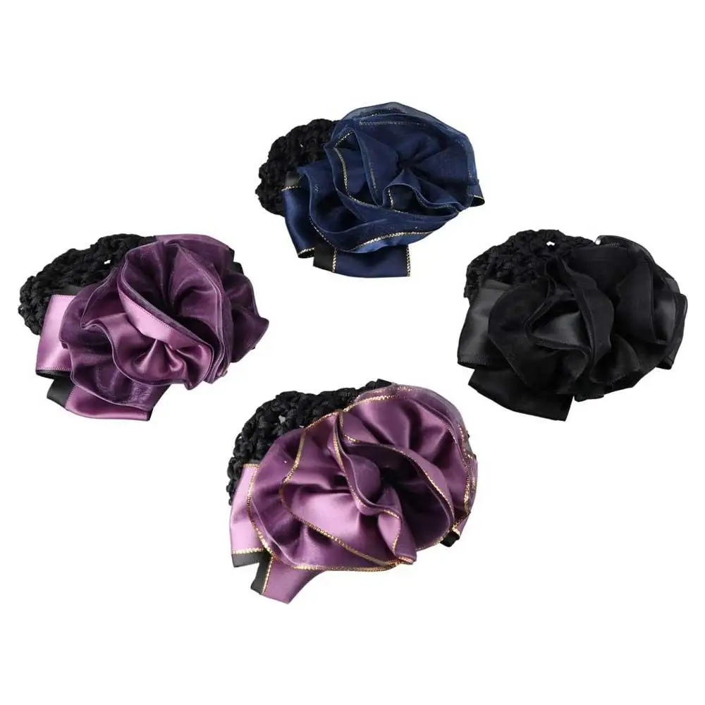 Vintage Ponytail Clip Headwear Female For Girls Hair Clip Hairgrips Cover Net Floral Spring Clip Korean Bun Snood Ponytail Clip